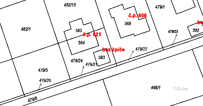 Kopřivnice 97136115 na parcele st. 583 v KÚ Drnholec nad Lubinou, Katastrální mapa