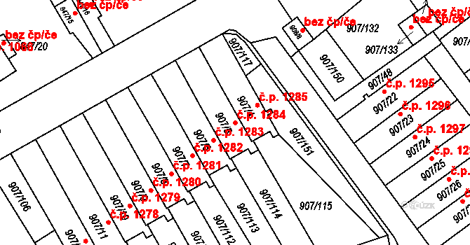 Rychnov nad Kněžnou 1284 na parcele st. 907/5 v KÚ Rychnov nad Kněžnou, Katastrální mapa