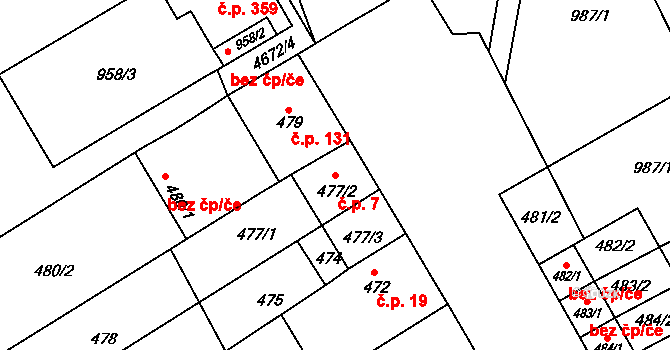 Borkovany 7 na parcele st. 477/2 v KÚ Borkovany, Katastrální mapa