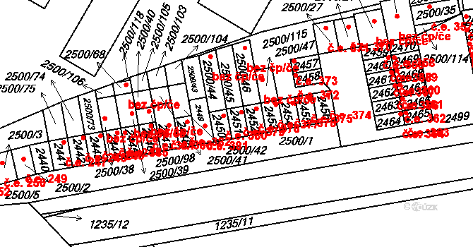 Hustopeče 379 na parcele st. 2451 v KÚ Hustopeče u Brna, Katastrální mapa