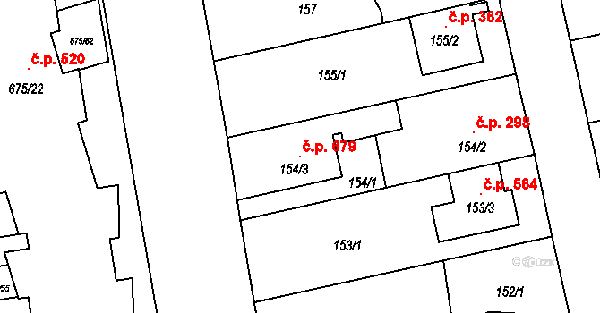 Dolní Měcholupy 679, Praha na parcele st. 154/3 v KÚ Dolní Měcholupy, Katastrální mapa