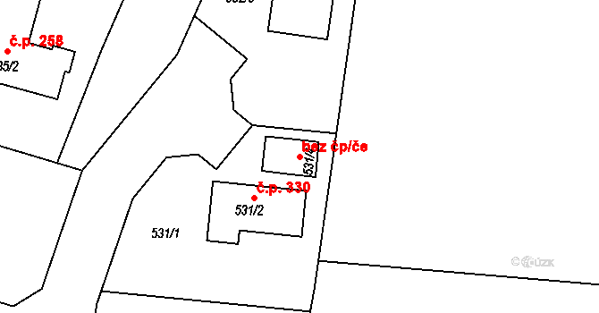 Jenišov 102535116 na parcele st. 531/4 v KÚ Jenišov, Katastrální mapa