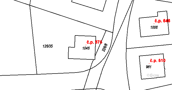 Strančice 675 na parcele st. 1046 v KÚ Strančice, Katastrální mapa