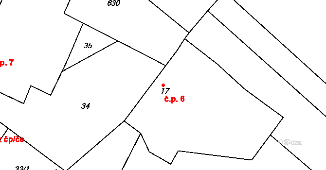 Vilémovice 6, Červené Janovice na parcele st. 17 v KÚ Vilémovice u Červených Janovic, Katastrální mapa