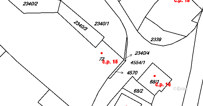 Doubravka 15, Chrášťany na parcele st. 72 v KÚ Doubravka u Týna nad Vltavou, Katastrální mapa