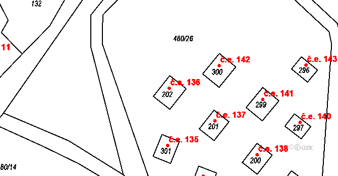 Klášter 136, Teplá na parcele st. 202 v KÚ Klášter Teplá, Katastrální mapa