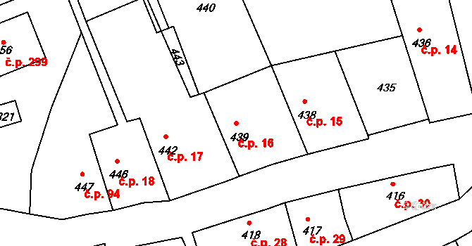 Drahelice 16, Nymburk na parcele st. 439 v KÚ Drahelice, Katastrální mapa