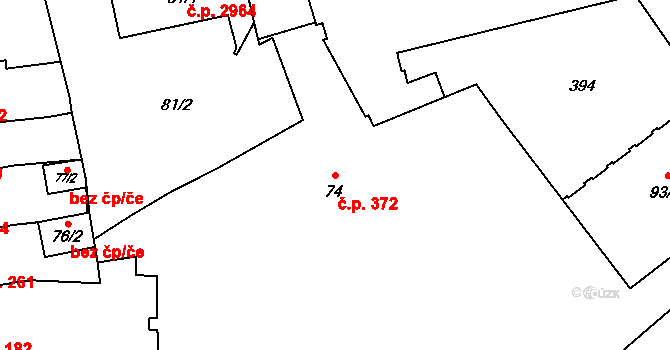 Šumperk 372 na parcele st. 74 v KÚ Šumperk, Katastrální mapa