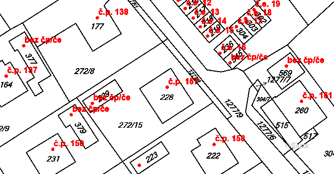 Jarošov nad Nežárkou 157 na parcele st. 228 v KÚ Jarošov nad Nežárkou, Katastrální mapa