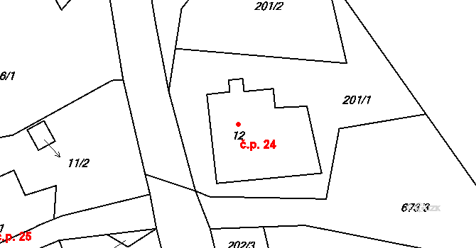 Dolní Suchá 24, Hrádek nad Nisou na parcele st. 12 v KÚ Dolní Suchá u Chotyně, Katastrální mapa