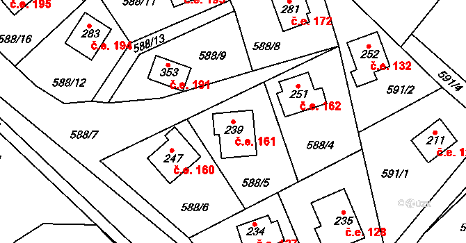 Stradonice 161, Nižbor na parcele st. 239 v KÚ Stradonice u Nižboru, Katastrální mapa