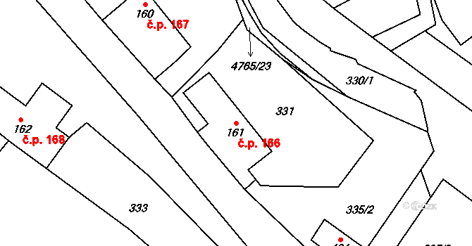 Dolní Sloupnice 166, Sloupnice na parcele st. 161 v KÚ Dolní Sloupnice, Katastrální mapa
