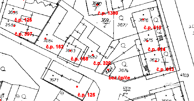 Poděbrady III 320, Poděbrady na parcele st. 3682 v KÚ Poděbrady, Katastrální mapa
