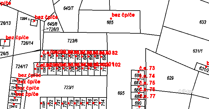 Miřetice u Klášterce nad Ohří 82, Klášterec nad Ohří na parcele st. 696 v KÚ Miřetice u Klášterce nad Ohří, Katastrální mapa