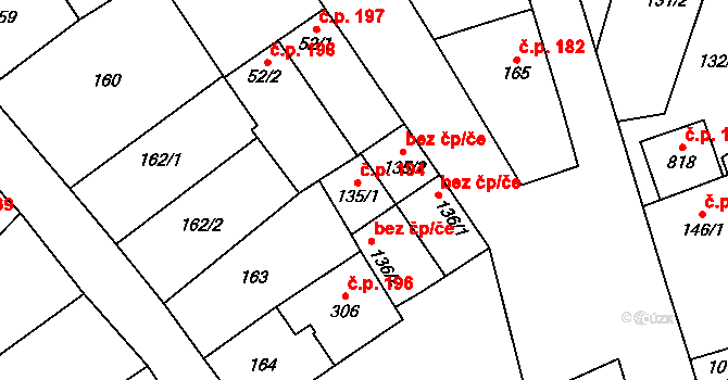 Hrotovice 194 na parcele st. 135/1 v KÚ Hrotovice, Katastrální mapa