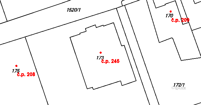 Záblatí 245, Bohumín na parcele st. 173 v KÚ Záblatí u Bohumína, Katastrální mapa