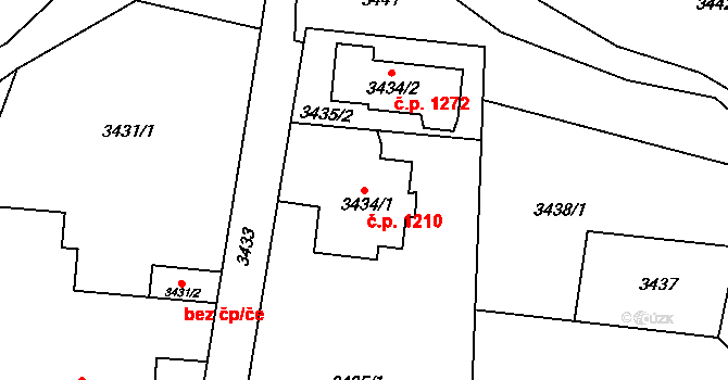 Smržovka 1210 na parcele st. 3434/1 v KÚ Smržovka, Katastrální mapa