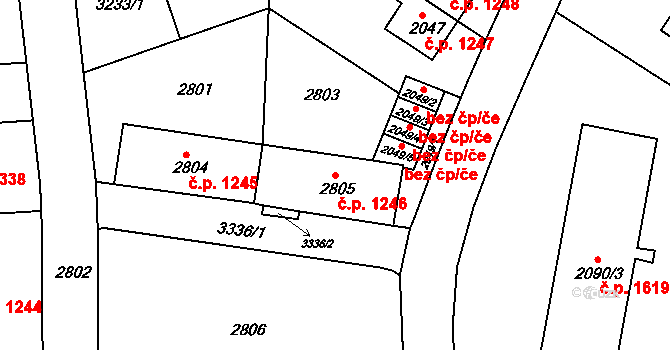 Sokolov 1246 na parcele st. 2805 v KÚ Sokolov, Katastrální mapa