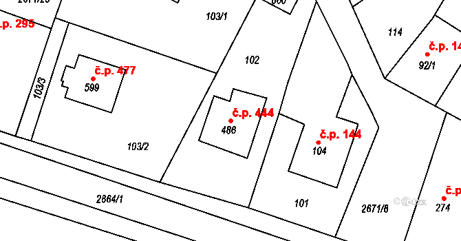 Černilov 444 na parcele st. 486 v KÚ Černilov, Katastrální mapa
