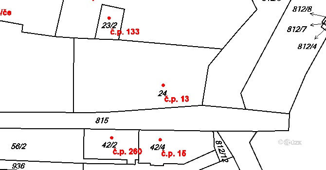 Luby 13, Klatovy na parcele st. 24 v KÚ Luby, Katastrální mapa