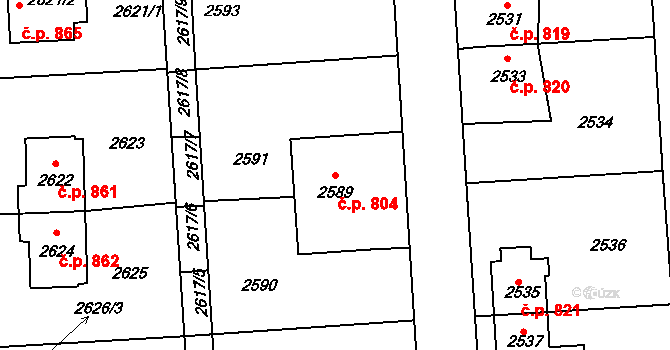 Sedlčany 804 na parcele st. 2589 v KÚ Sedlčany, Katastrální mapa