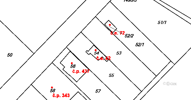 Troubsko 42 na parcele st. 54 v KÚ Troubsko, Katastrální mapa
