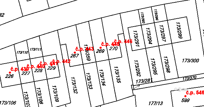Velké Přílepy 445 na parcele st. 269 v KÚ Velké Přílepy, Katastrální mapa