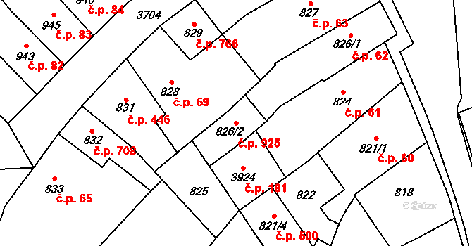 Žamberk 925 na parcele st. 826/2 v KÚ Žamberk, Katastrální mapa