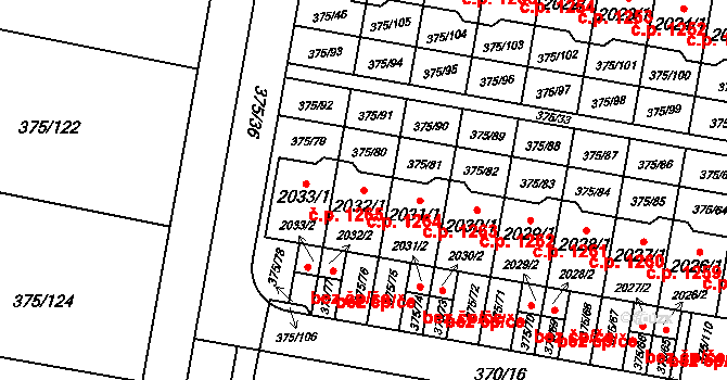 Starý Plzenec 1264 na parcele st. 2032/1 v KÚ Starý Plzenec, Katastrální mapa