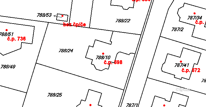 Proboštov 598 na parcele st. 788/10 v KÚ Proboštov u Teplic, Katastrální mapa