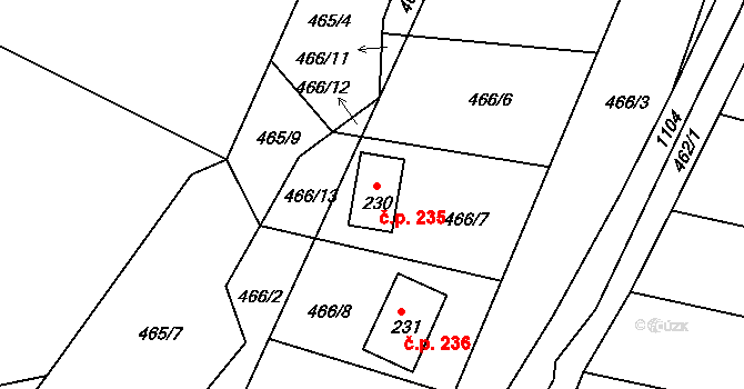 Klení 235, Benešov nad Černou na parcele st. 230 v KÚ Klení, Katastrální mapa