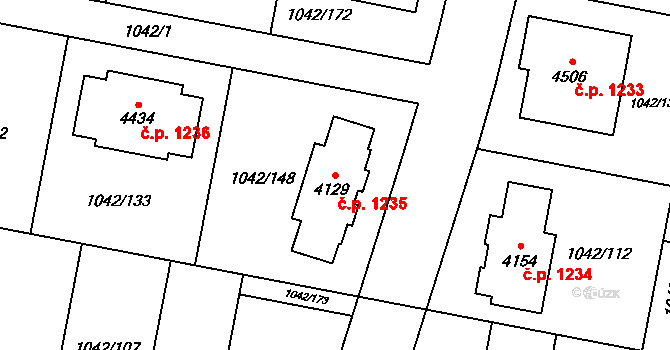 Valdické Předměstí 1235, Jičín na parcele st. 4129 v KÚ Jičín, Katastrální mapa