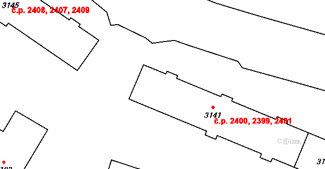Zábřeh 2399,2400,2401, Ostrava na parcele st. 3141 v KÚ Zábřeh nad Odrou, Katastrální mapa