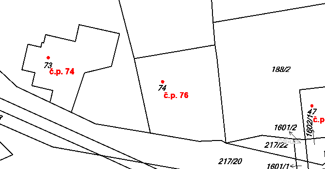 Líšnice 76, Sepekov na parcele st. 74 v KÚ Líšnice u Sepekova, Katastrální mapa