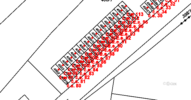Vysokov 87 na parcele st. 400/26 v KÚ Vysokov, Katastrální mapa