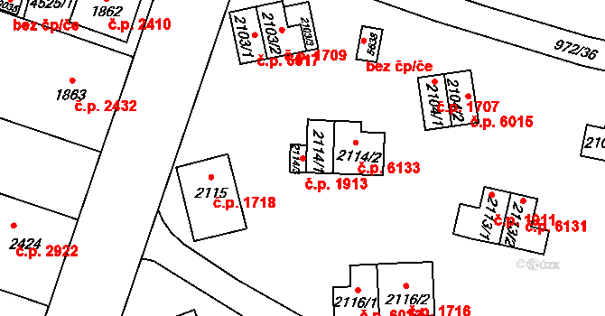 Zlín 1913 na parcele st. 2114/1 v KÚ Zlín, Katastrální mapa