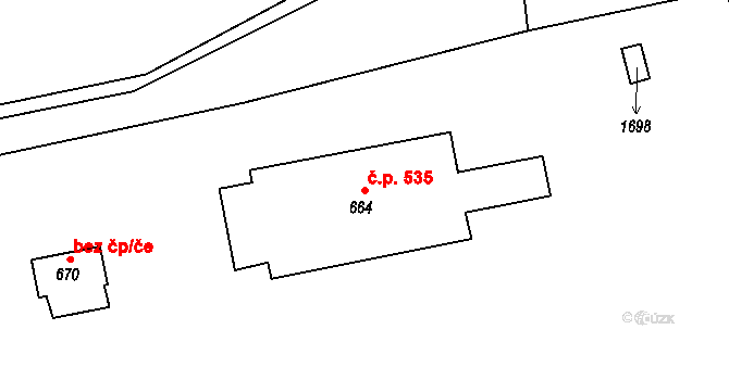 Kaznějov 535 na parcele st. 664 v KÚ Kaznějov, Katastrální mapa
