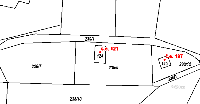 Slatiňany 43718116 na parcele st. 124 v KÚ Trpišov, Katastrální mapa