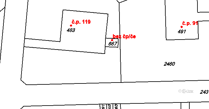 Třinec 46461116 na parcele st. 667 v KÚ Konská, Katastrální mapa