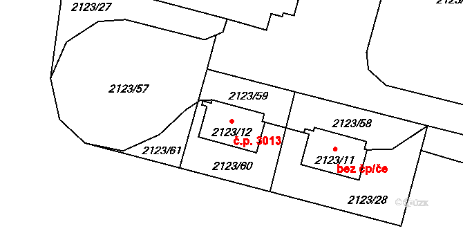 Předměstí 3013, Opava na parcele st. 2123/12 v KÚ Opava-Předměstí, Katastrální mapa