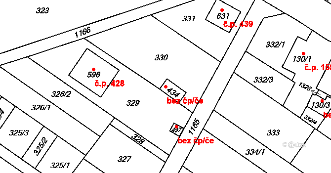 Senice na Hané 47381116 na parcele st. 434 v KÚ Senice na Hané, Katastrální mapa