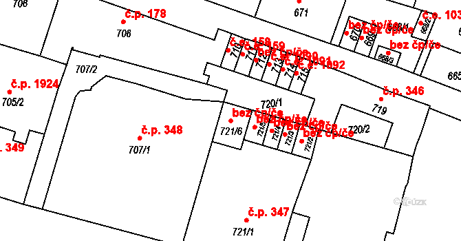 Děčín 48069116 na parcele st. 721/6 v KÚ Podmokly, Katastrální mapa