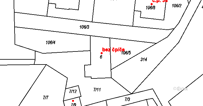 Kozlany 49846116 na parcele st. 6 v KÚ Kozlany, Katastrální mapa