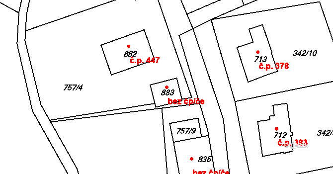 Vyšší Brod 50348116 na parcele st. 883 v KÚ Vyšší Brod, Katastrální mapa