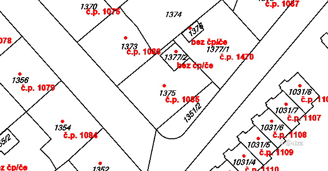 Třešť 1085 na parcele st. 1375 v KÚ Třešť, Katastrální mapa