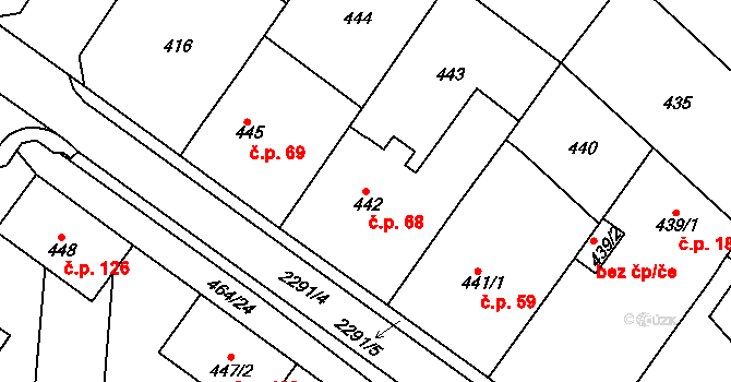 Malé Předměstí 68, Horšovský Týn na parcele st. 442 v KÚ Horšovský Týn, Katastrální mapa