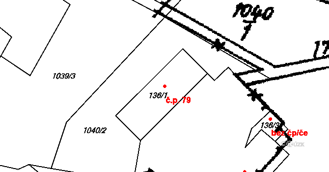 Otovice 79 na parcele st. 136/1 v KÚ Otovice u Broumova, Katastrální mapa