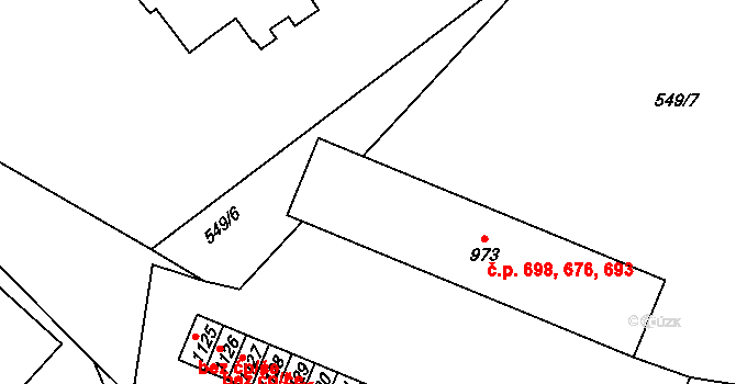 Nový Jičín 676,693,698 na parcele st. 973 v KÚ Nový Jičín-Horní Předměstí, Katastrální mapa