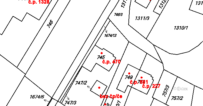 Kopřivnice 470 na parcele st. 745 v KÚ Kopřivnice, Katastrální mapa