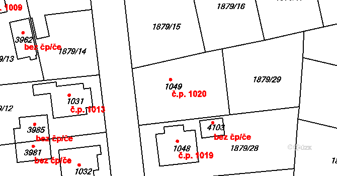 Humpolec 1020 na parcele st. 1049 v KÚ Humpolec, Katastrální mapa